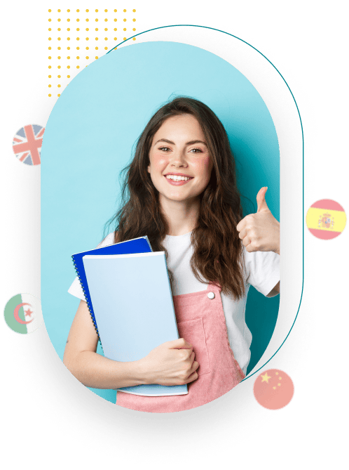 Image of a happy girl holding books